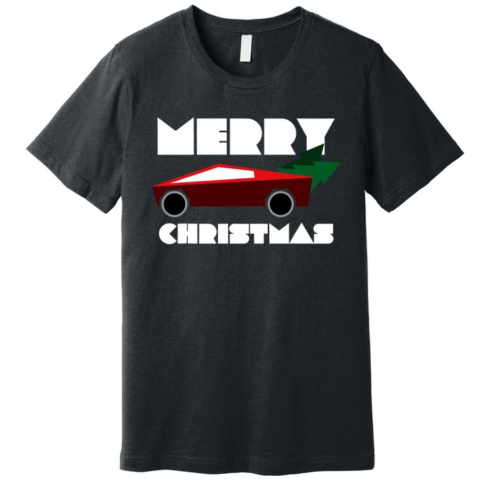 Futuristic Cyber Red Truck Pickup Christmas Tree Premium T-Shirt