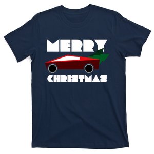 Futuristic Cyber Red Truck Pickup Christmas Tree T-Shirt