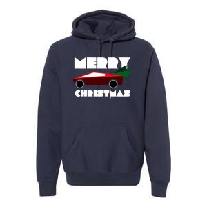 Futuristic Cyber Red Truck Pickup Christmas Tree Premium Hoodie