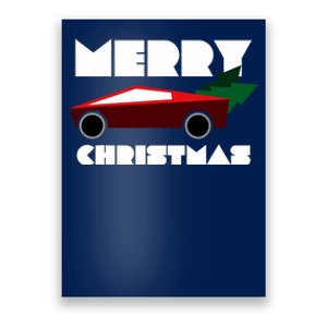 Futuristic Cyber Red Truck Pickup Christmas Tree Poster