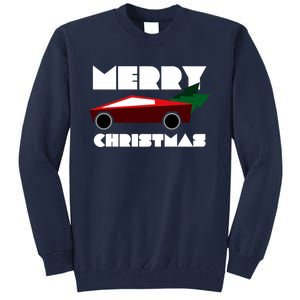 Futuristic Cyber Red Truck Pickup Christmas Tree Tall Sweatshirt