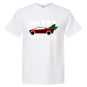 Futuristic Cyber Red Truck Pickup Christmas Tree Garment-Dyed Heavyweight T-Shirt