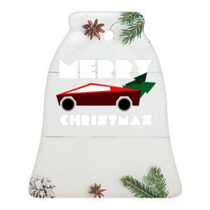 Futuristic Cyber Red Truck Pickup Christmas Tree Ceramic Bell Ornament