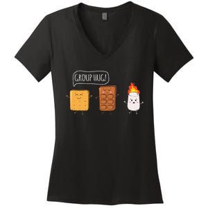 Funny Camping Roasting Bonfire Adventure Women's V-Neck T-Shirt