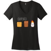 Funny Camping Roasting Bonfire Adventure Women's V-Neck T-Shirt