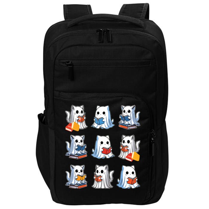 Funny Cats Reading Halloween Cute Cats Ghosts Reading Books Impact Tech Backpack