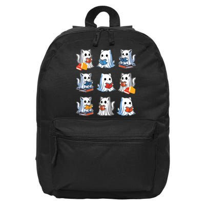 Funny Cats Reading Halloween Cute Cats Ghosts Reading Books 16 in Basic Backpack