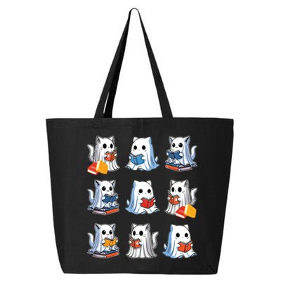 Funny Cats Reading Halloween Cute Cats Ghosts Reading Books 25L Jumbo Tote