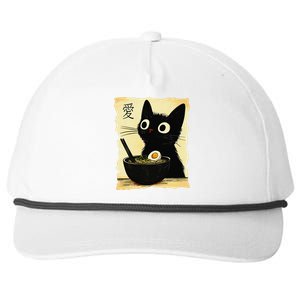 Funny Cat Ramen Japanese Kawaii Anime Cat Snapback Five-Panel Rope Hat