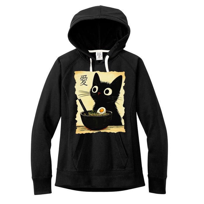 Funny Cat Ramen Japanese Kawaii Anime Cat Women's Fleece Hoodie