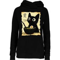 Funny Cat Ramen Japanese Kawaii Anime Cat Womens Funnel Neck Pullover Hood