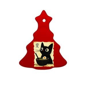 Funny Cat Ramen Japanese Kawaii Anime Cat Ceramic Tree Ornament