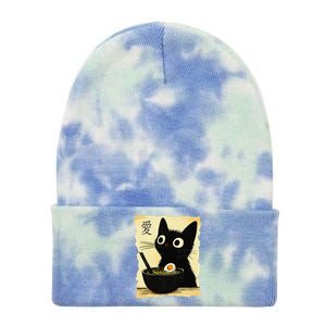 Funny Cat Ramen Japanese Kawaii Anime Cat Tie Dye 12in Knit Beanie