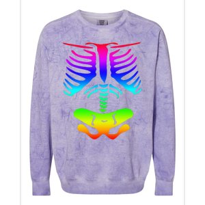 Funky Colorful Rainbow Skeleton Rib Cage Halloween Costume Colorblast Crewneck Sweatshirt