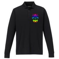 Funky Colorful Rainbow Skeleton Rib Cage Halloween Costume Performance Long Sleeve Polo