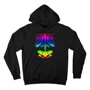 Funky Colorful Rainbow Skeleton Rib Cage Halloween Costume Hoodie