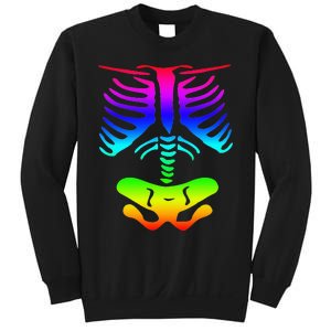 Funky Colorful Rainbow Skeleton Rib Cage Halloween Costume Sweatshirt