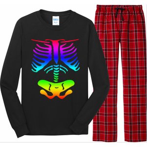 Funky Colorful Rainbow Skeleton Rib Cage Halloween Costume Long Sleeve Pajama Set