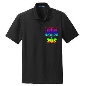 Funky Colorful Rainbow Skeleton Rib Cage Halloween Costume Dry Zone Grid Polo