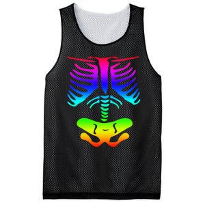 Funky Colorful Rainbow Skeleton Rib Cage Halloween Costume Mesh Reversible Basketball Jersey Tank