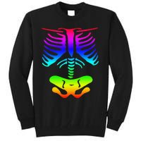 Funky Colorful Rainbow Skeleton Rib Cage Halloween Costume Tall Sweatshirt