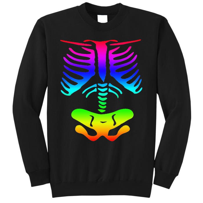 Funky Colorful Rainbow Skeleton Rib Cage Halloween Costume Tall Sweatshirt