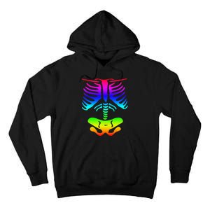 Funky Colorful Rainbow Skeleton Rib Cage Halloween Costume Tall Hoodie