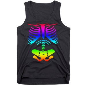 Funky Colorful Rainbow Skeleton Rib Cage Halloween Costume Tank Top