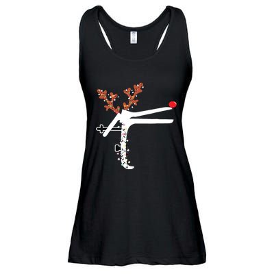 Funny Christmas Reindeer Speculum Nurse Ld Nursing Xmas Ladies Essential Flowy Tank