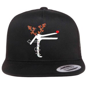 Funny Christmas Reindeer Speculum Nurse Ld Nursing Xmas Flat Bill Trucker Hat