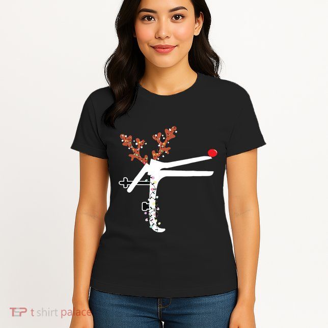 Funny Christmas Reindeer Speculum Nurse Ld Nursing Xmas Womens T-Shirt