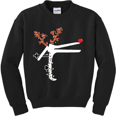 Funny Christmas Reindeer Speculum Nurse Ld Nursing Xmas Kids Sweatshirt