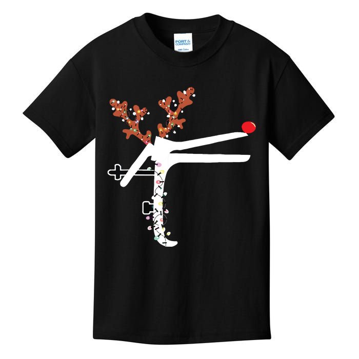 Funny Christmas Reindeer Speculum Nurse Ld Nursing Xmas Kids T-Shirt