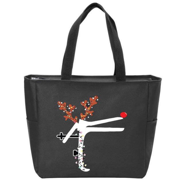Funny Christmas Reindeer Speculum Nurse Ld Nursing Xmas Zip Tote Bag