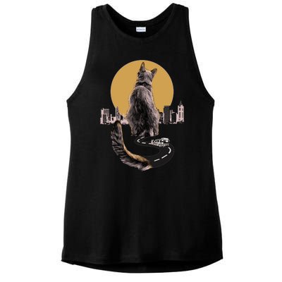 Funny City Road Highway Cat Ladies PosiCharge Tri-Blend Wicking Tank