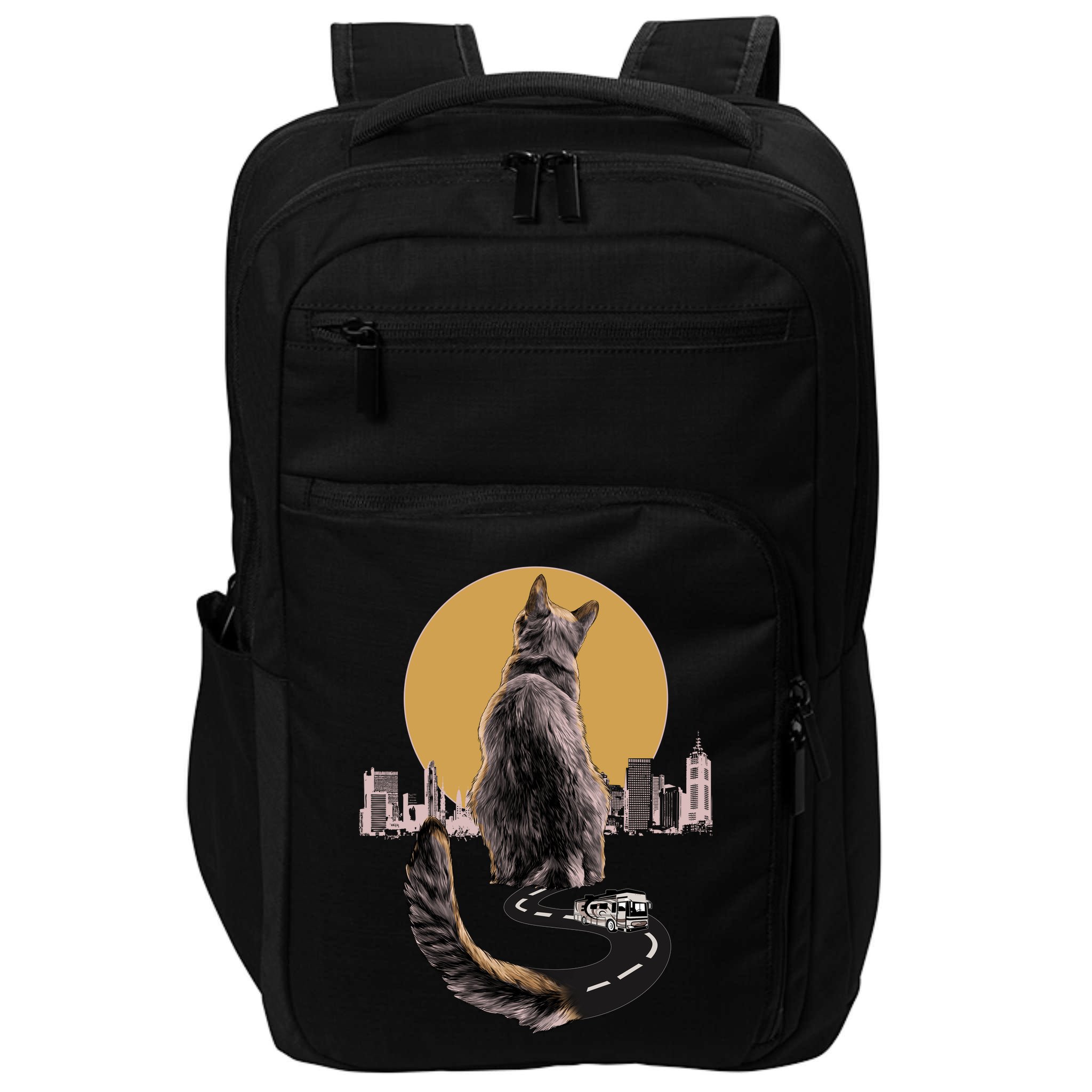 Funny City Road Highway Cat Impact Tech Backpack