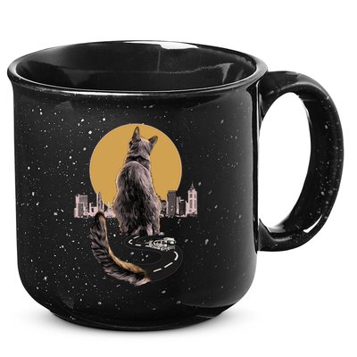 Funny City Road Highway Cat 15oz Campfire Ceramic Mug