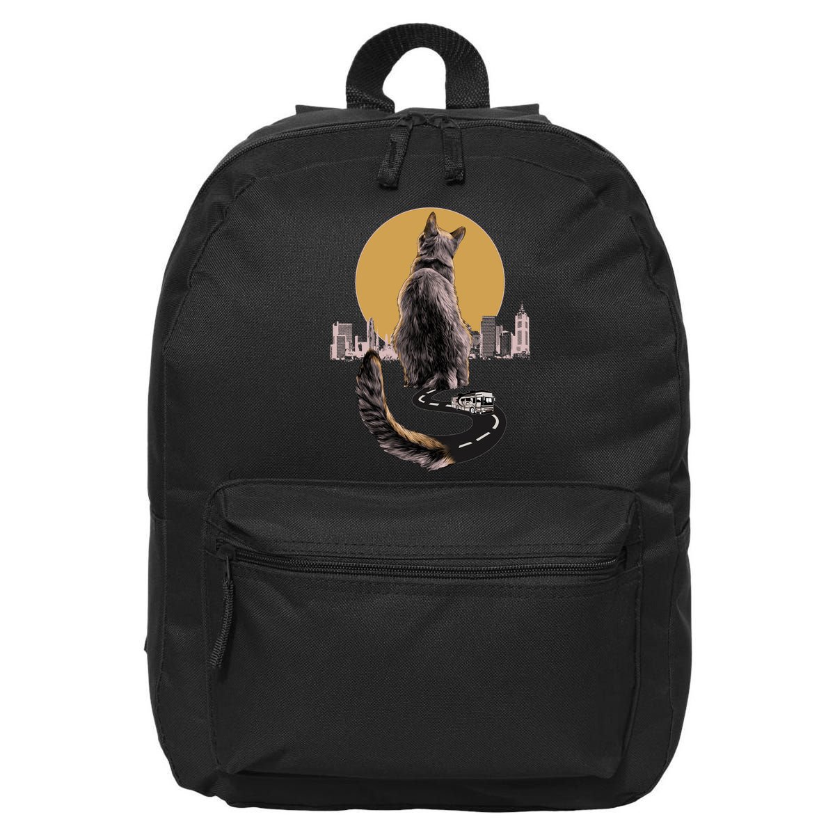Funny City Road Highway Cat 16 in Basic Backpack