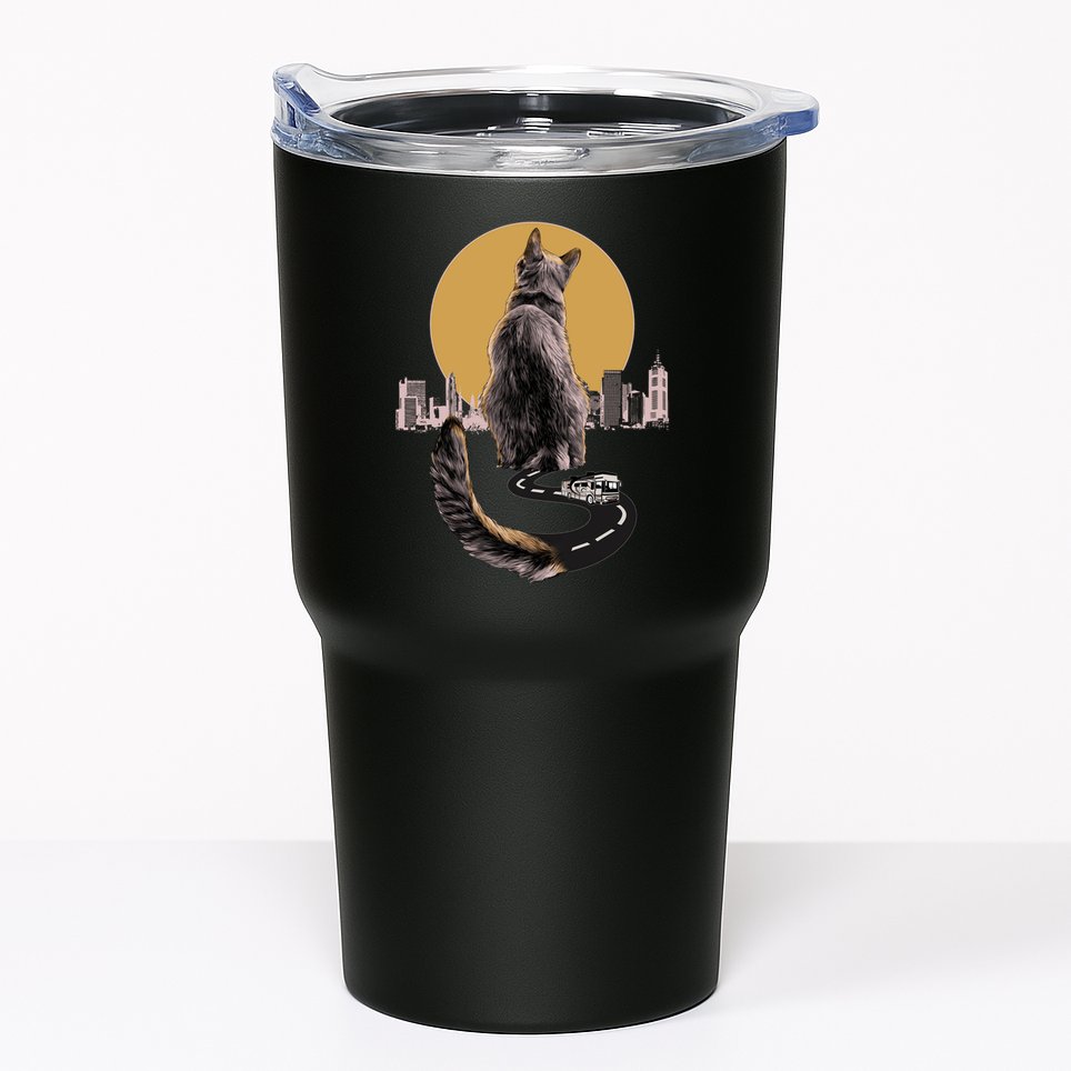 Funny City Road Highway Cat Tumbler