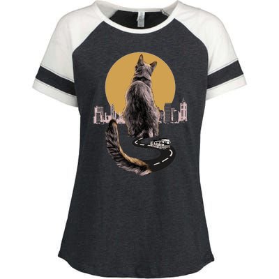 Funny City Road Highway Cat Enza Ladies Jersey Colorblock Tee