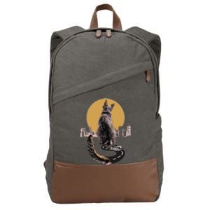 Funny City Road Highway Cat Cotton Canvas Backpack