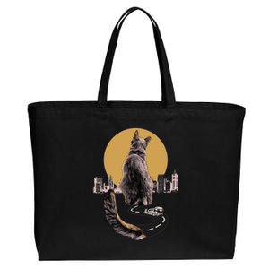 Funny City Road Highway Cat Cotton Canvas Jumbo Tote