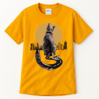 Funny City Road Highway Cat Tall T-Shirt