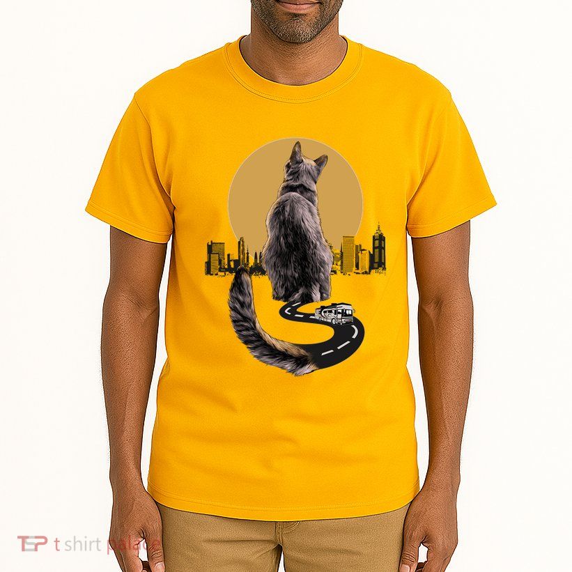 Funny City Road Highway Cat Tall T-Shirt