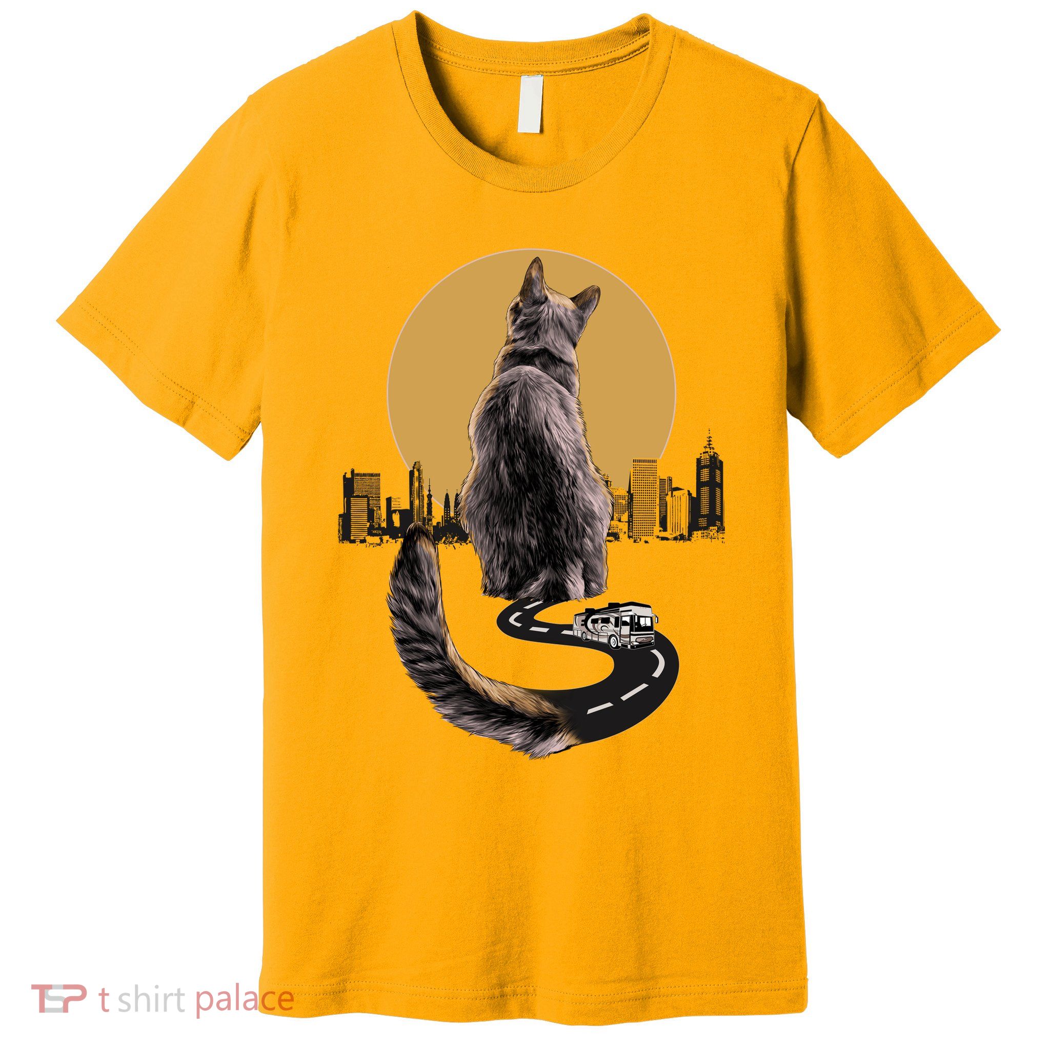 Funny City Road Highway Cat Premium T-Shirt