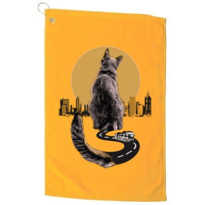 Funny City Road Highway Cat Golf Towel