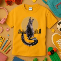 Funny City Road Highway Cat Kids T-Shirt