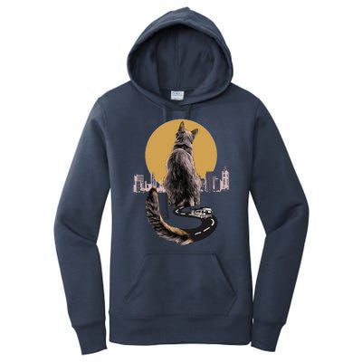 Funny City Road Highway Cat Women's Pullover Hoodie