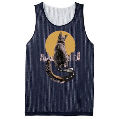 Funny City Road Highway Cat Mesh Reversible Basketball Jersey Tank