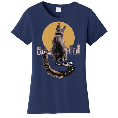 Funny City Road Highway Cat Women's T-Shirt